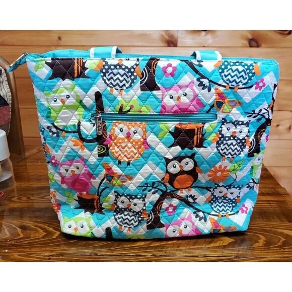 Chevron Aqua Owl Diaper Bag with Changing Pad and Accessory Bag. - Picture 7 of 10
